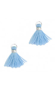 Mini Tassel 1.2cm - Silver-ice blue